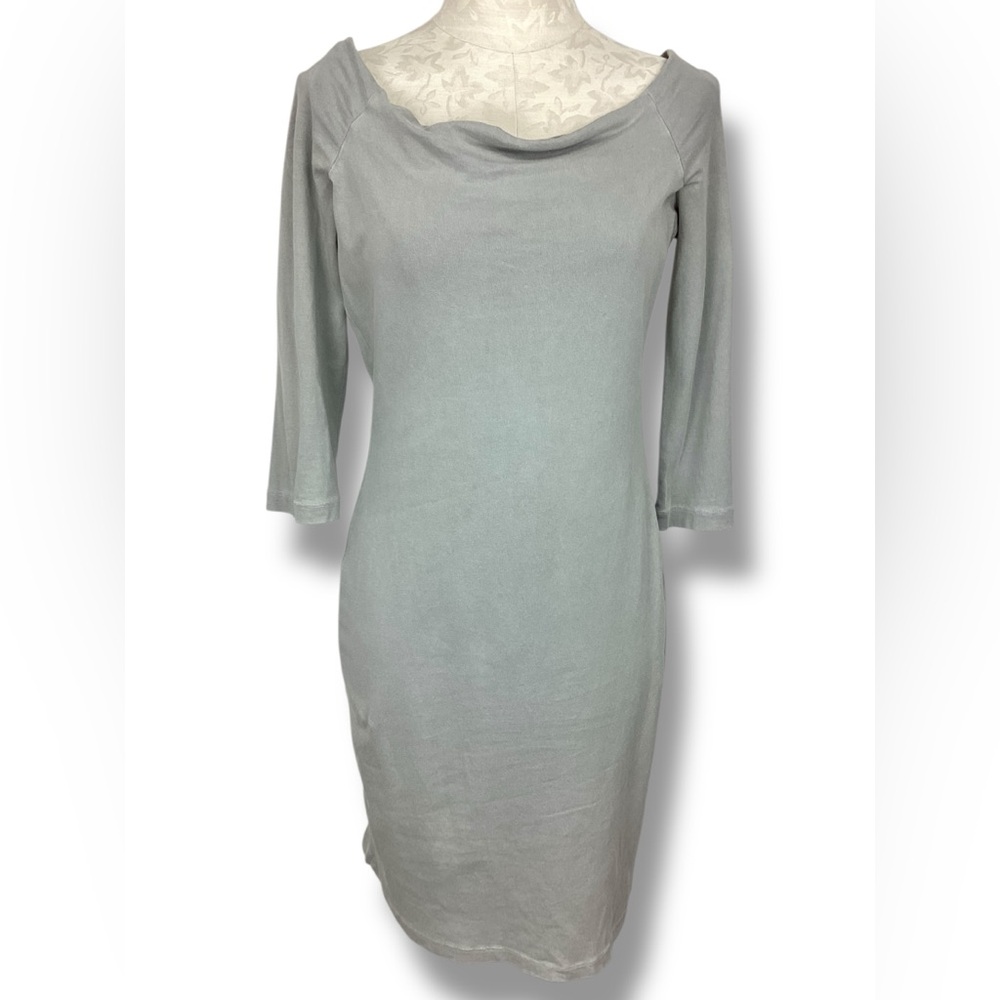 James Perse Light Gray wide Neck Bodycon dress crop sleeve